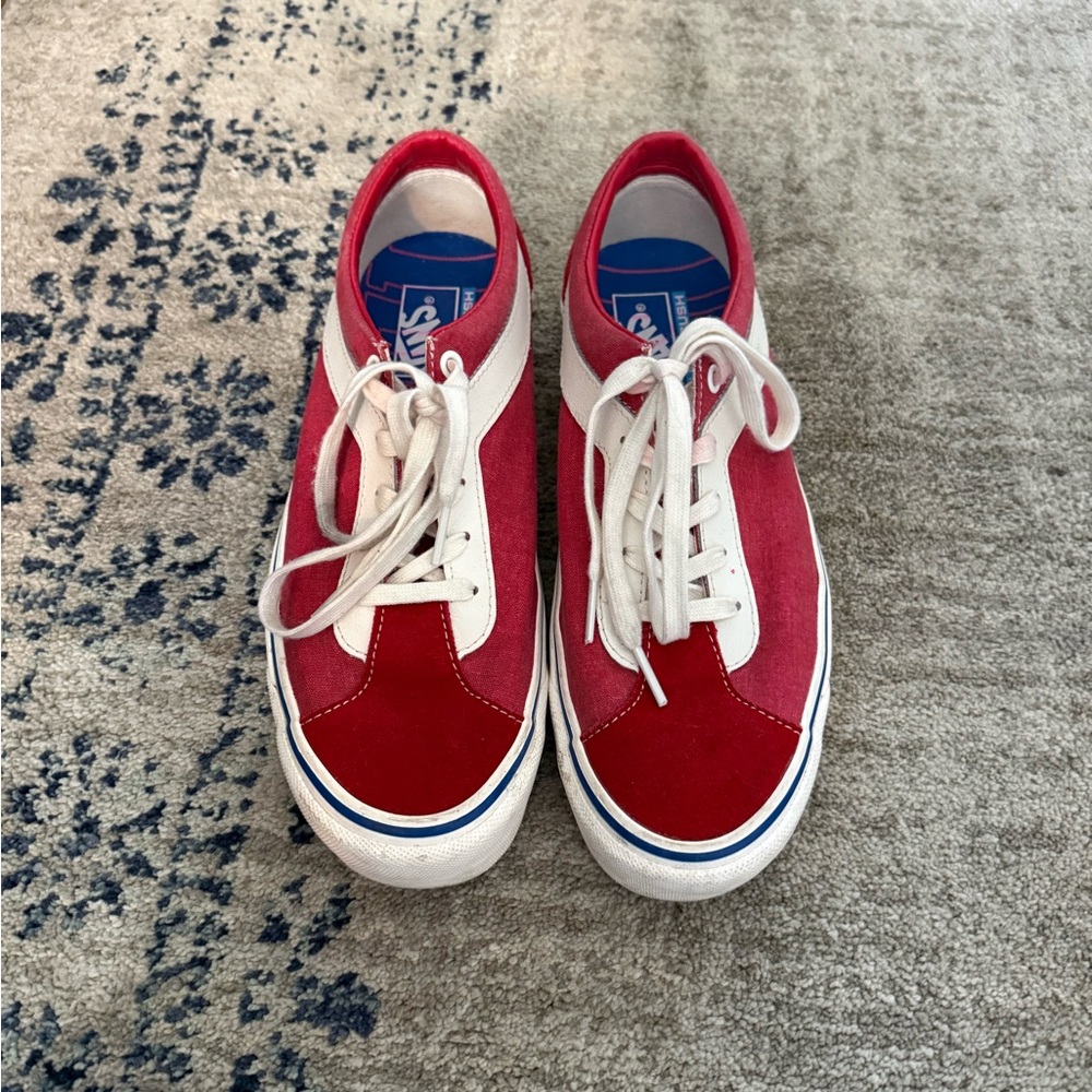 Vans Red and White Low-Top Sneakers